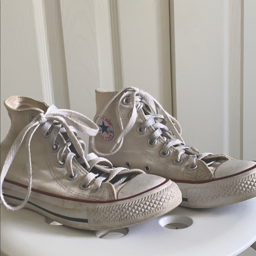 White hightop converse